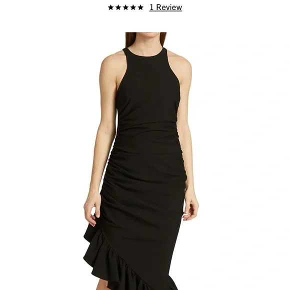 Cinq à Sept Willa ruffle midi dress. Size 4. all black.NWT.